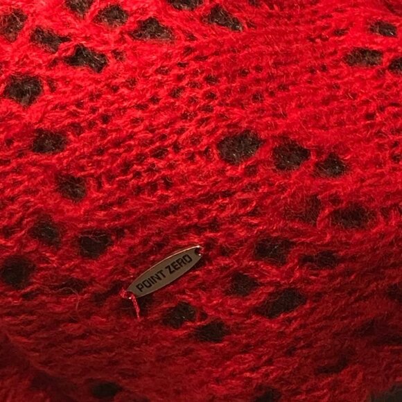 POINT ZERO Betisti Red Grey Cowl Scarf Reversible - Picture 2 of 4